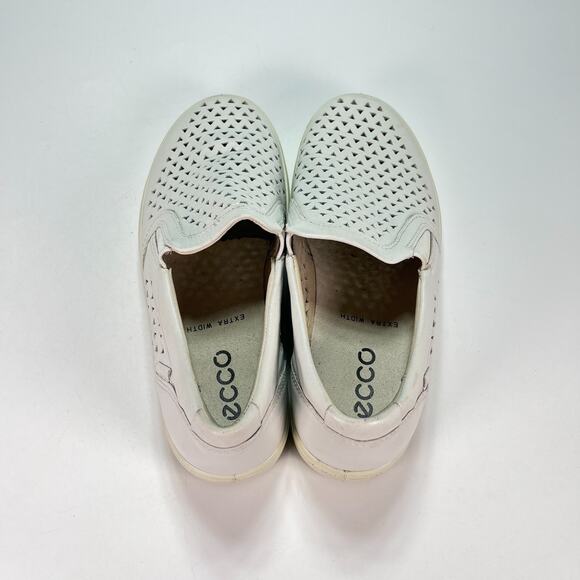 Ecco Soft 7 Extra Width White Soft Leather Slip On Sneakers Shoes Women's Size 6 - Picture 6 of 11